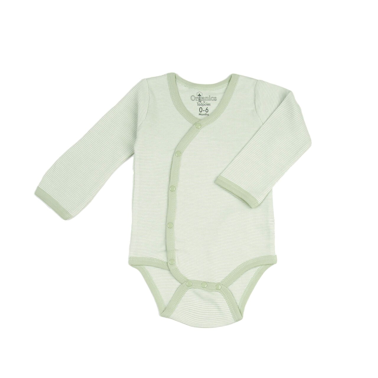 Tadpoles Cotton Pin-Stripe Kimono Style Bodysuit - 0-6 Months - Green | 100% Cotton, Soft, Breathable & Comfortable | Easy to Care For - Machine Wash & Dry | Ideal Gift for Parents or Parents-to-be